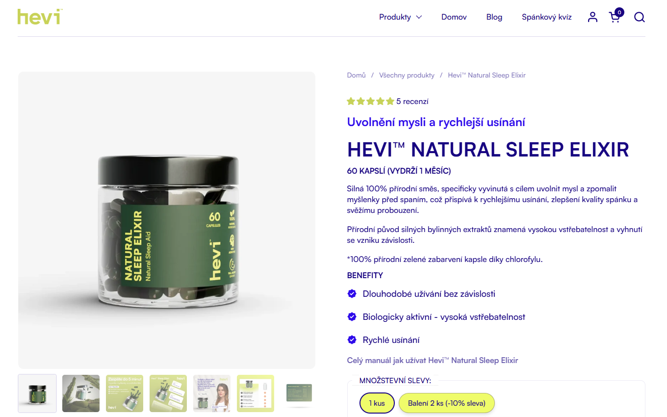 Hevi Natural Sleep Elixir moje recenze a zkušenost logo