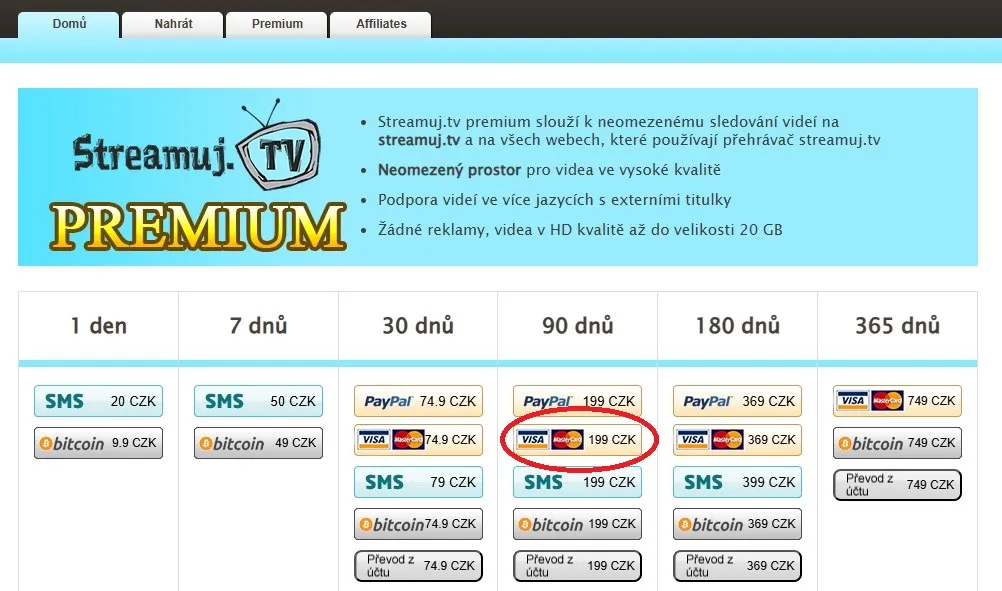 Streamuj.tv platba kartou - Moje zkušenost po 3 letech